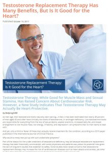 Testosterone Replacement Therapy Has Many Benefits, But Is It Good for the Heart